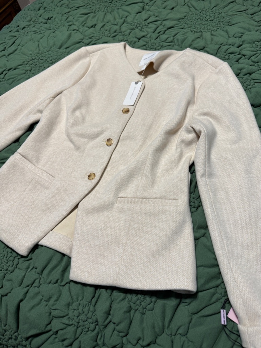 ✨ Anthropologie Collarless Knit Blazer Sz S - Picture 7 of 9